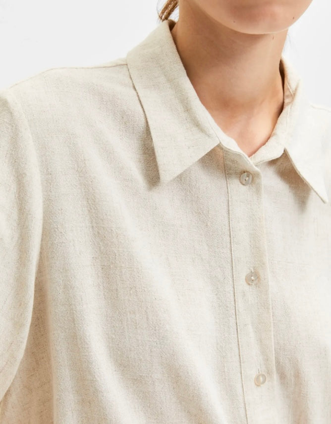 SELECTED FEMME - VIVA LS SUN SHIRT - SANDSHELL