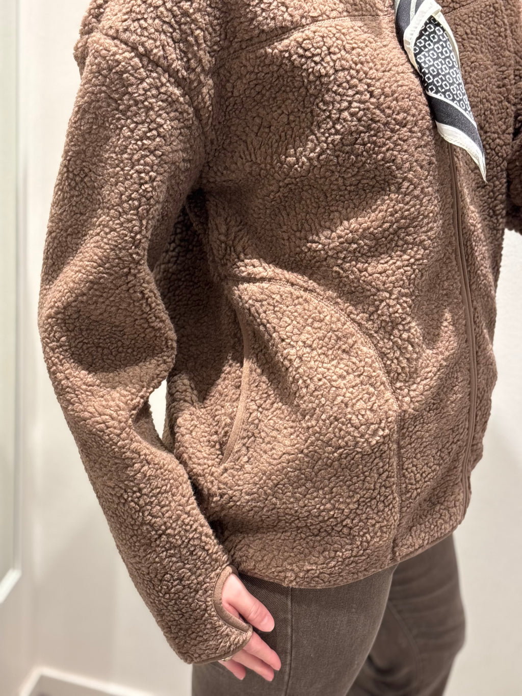 PIECES - SADIA TEDDY JACKET - COFFEE QUARTZ