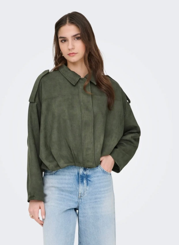 JDY - NIA FAUX SUEDE BAT JACKET - THYME
