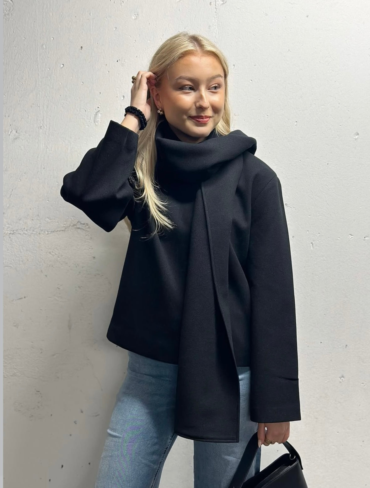 ONLY - ELBA LIFE SCARF JACKET - BLACK/W.ROSE LIN