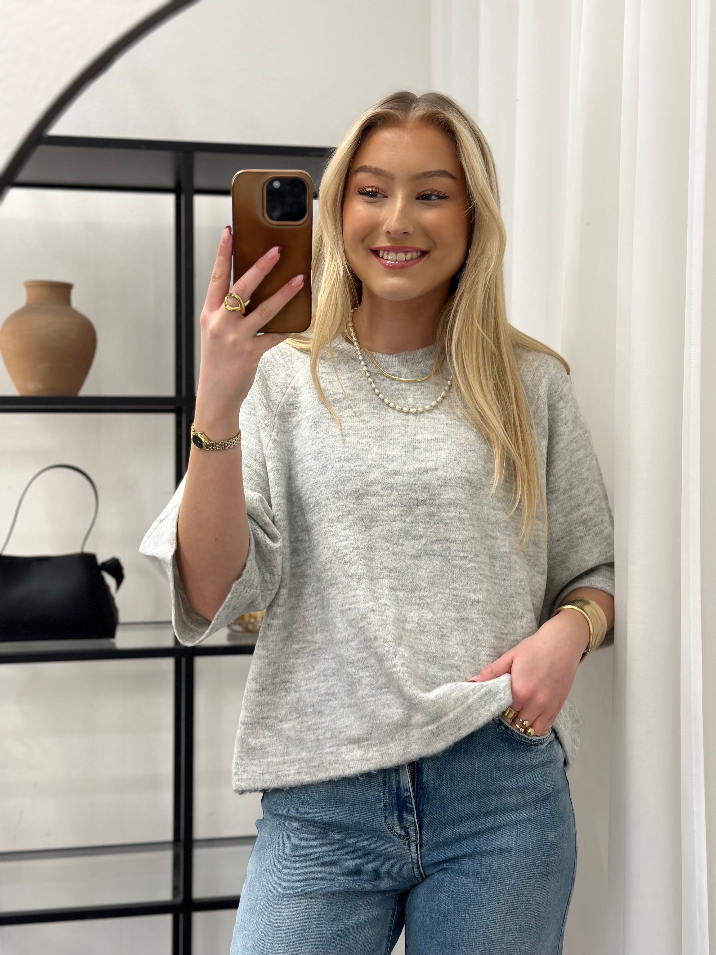 ONLY - SIMONI 3/4 PULLOVER - LIGHT GREY/MELANGE