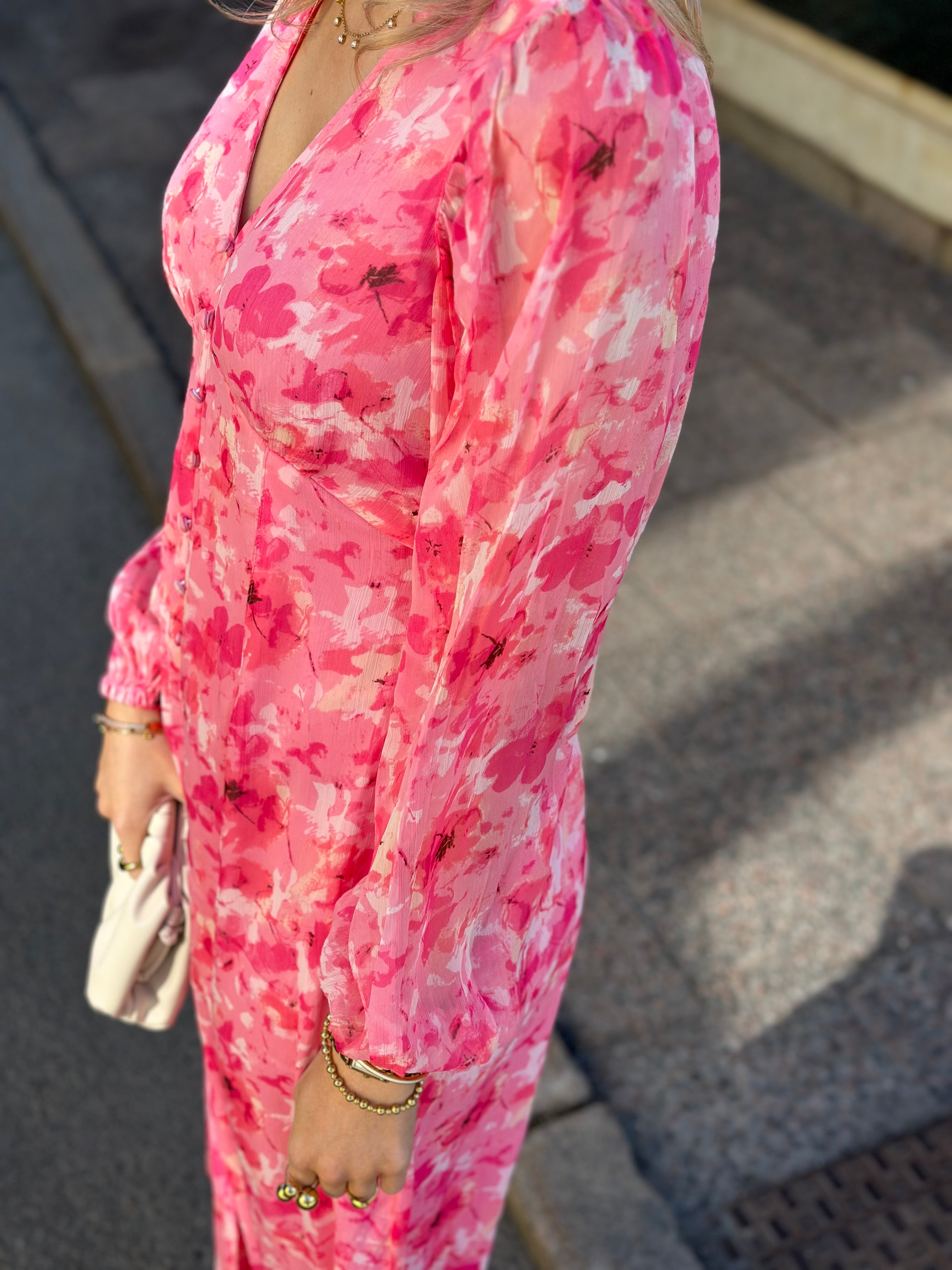 VEROMODA - SMILLA LS V-NECK CALF DRESS - ROSE SHADOW/SALLY