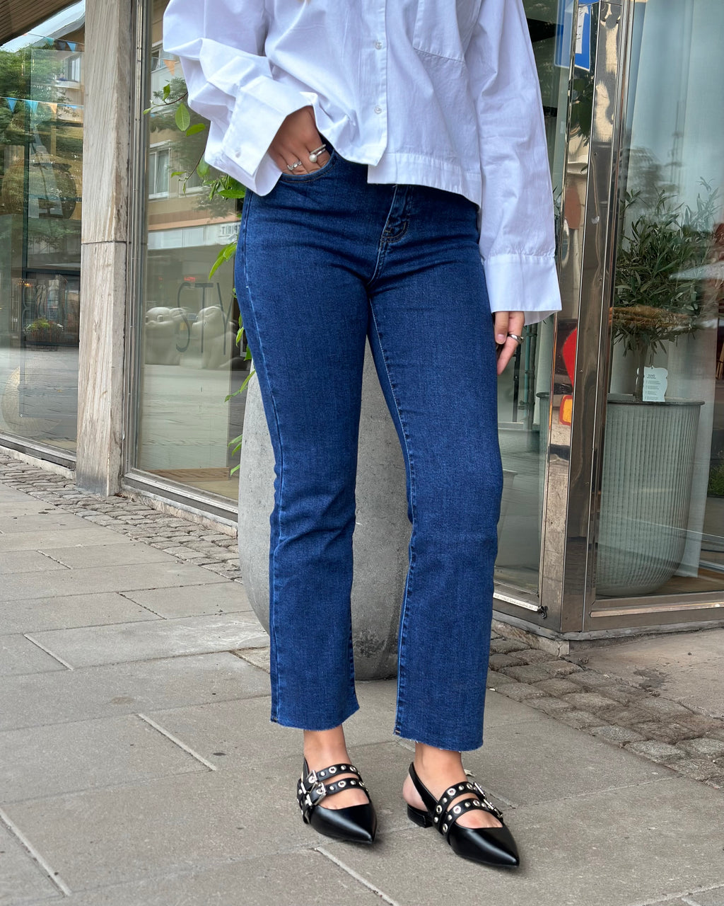 COSY HOUSE - FLARED JEANS - DARK BLUE DENIM Y6306D#