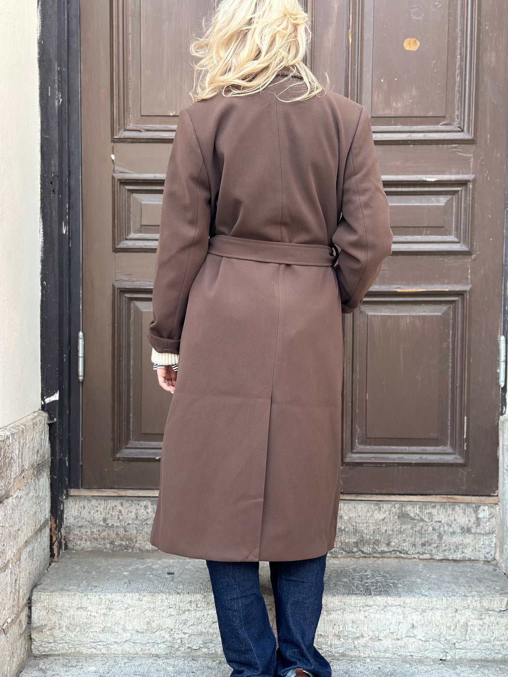 PIECES - AYA LONG COAT - HOT FUDGE