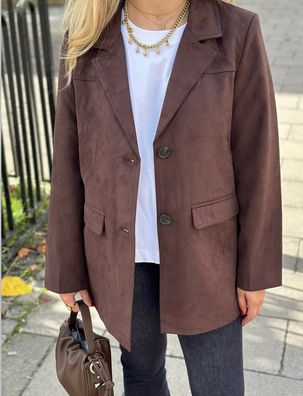 ONLY - BINE LIFE FAUX SUEDE BLAZER - MOLE