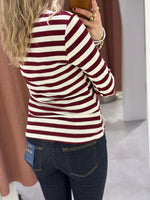 Ladda upp bild till gallerivisning, MARTA - RANDIG TRÖJA 7702 - BORDEAUX
