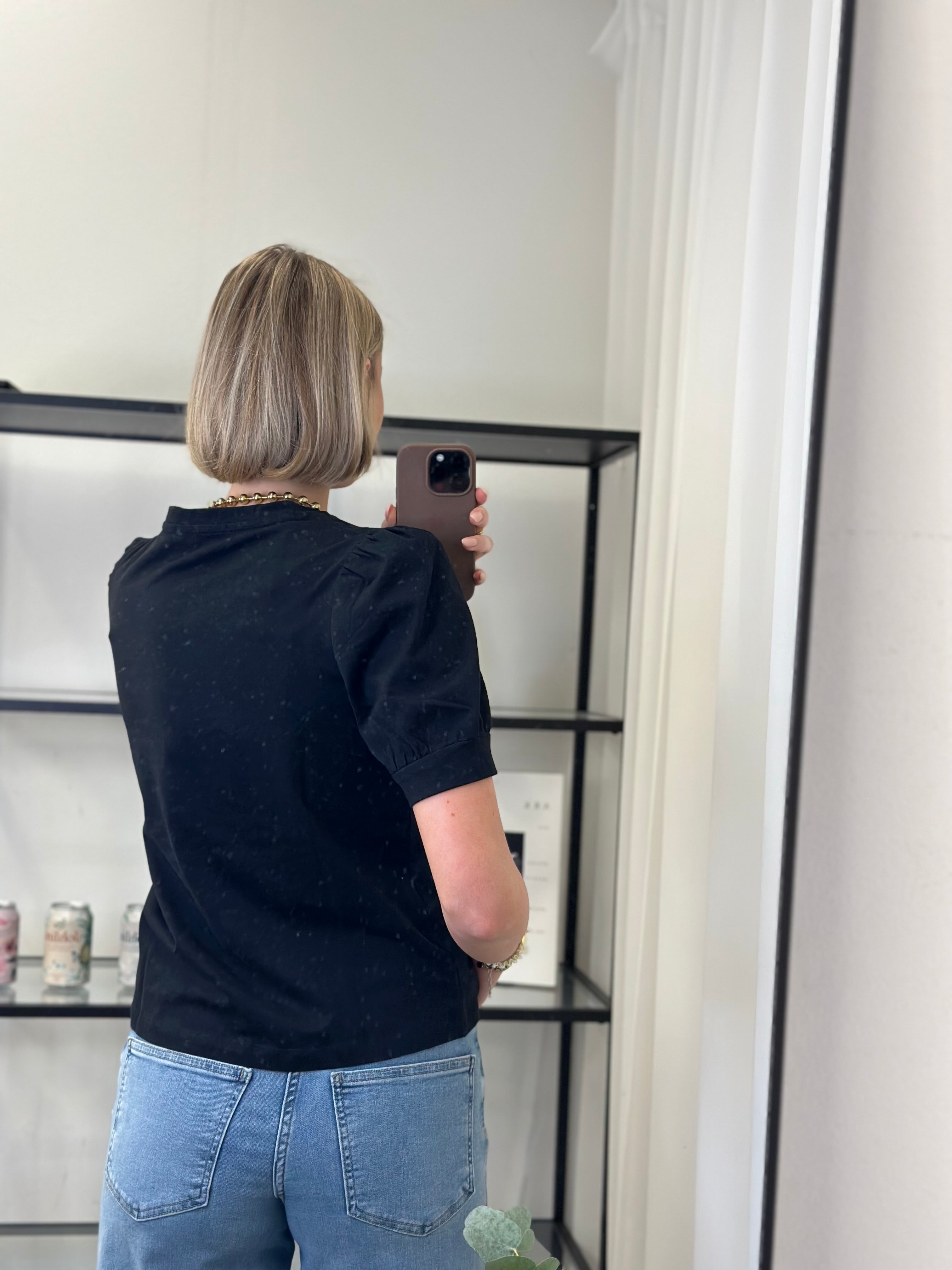 AWARE - KERRY 2/4 O-NECK TOP - BLACK