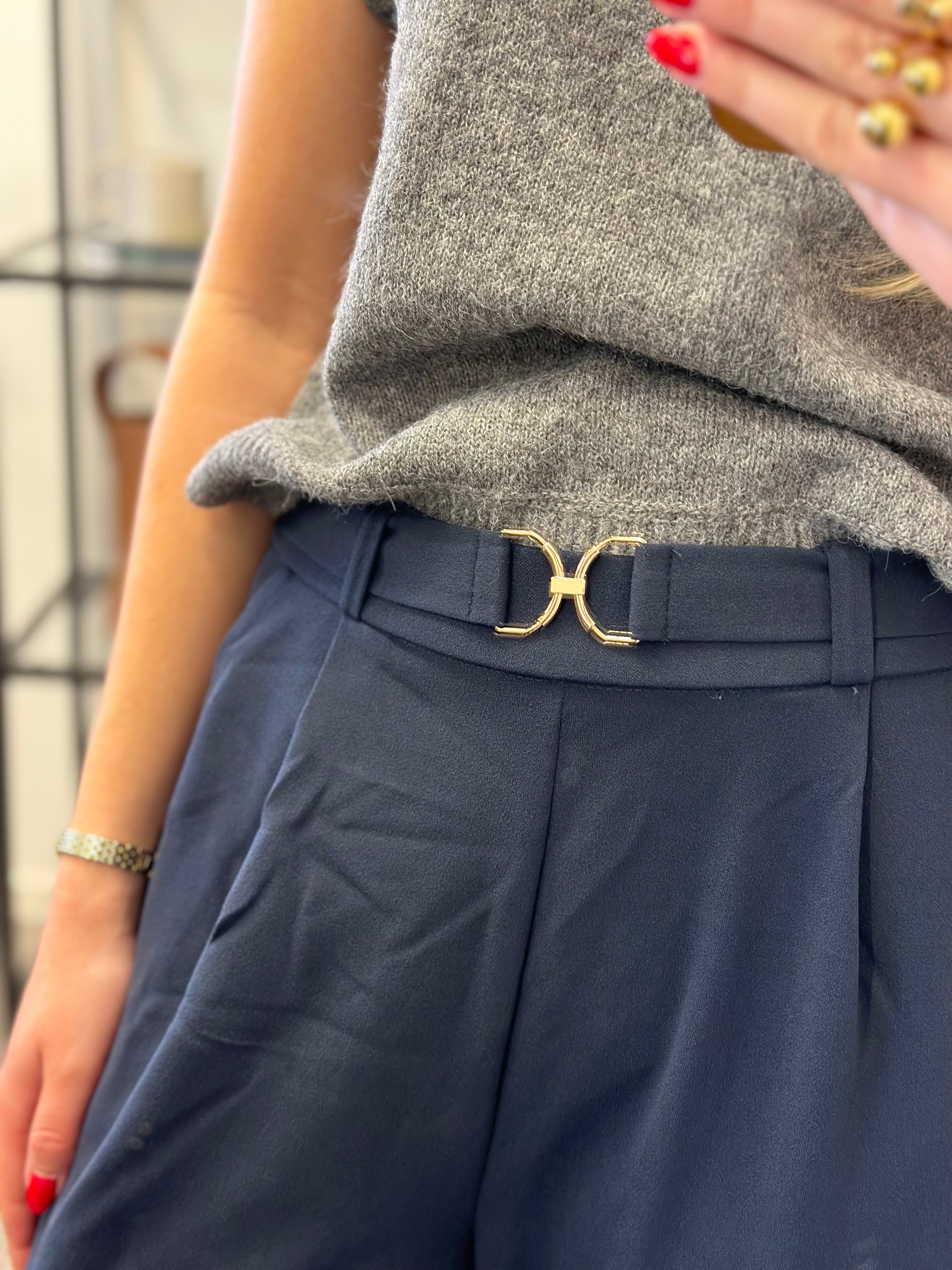 JDY - GEGGO LIFE BELT PANT - TOTAL ECLIPSE/BELT