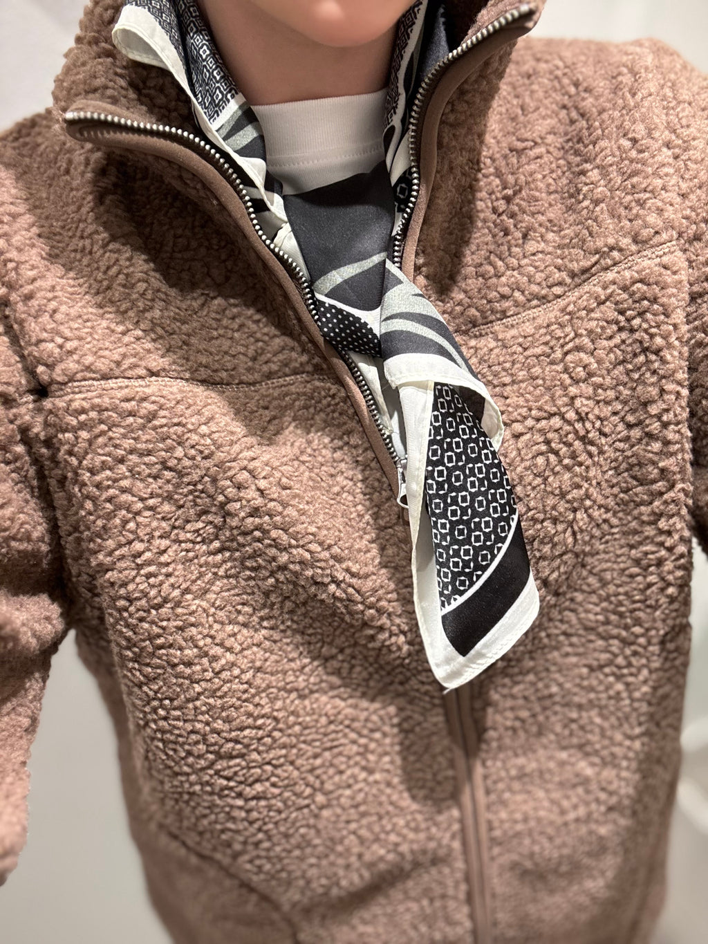 PIECES - SADIA TEDDY JACKET - COFFEE QUARTZ