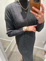 Ladda upp bild till gallerivisning, ONLY - TESS LS HIGHNECK MIDI DRESS - DARK GREY MELANGE
