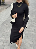 Ladda upp bild till gallerivisning, VERO MODA - LYNZI LS CALF KNIT DRESS - BLACK
