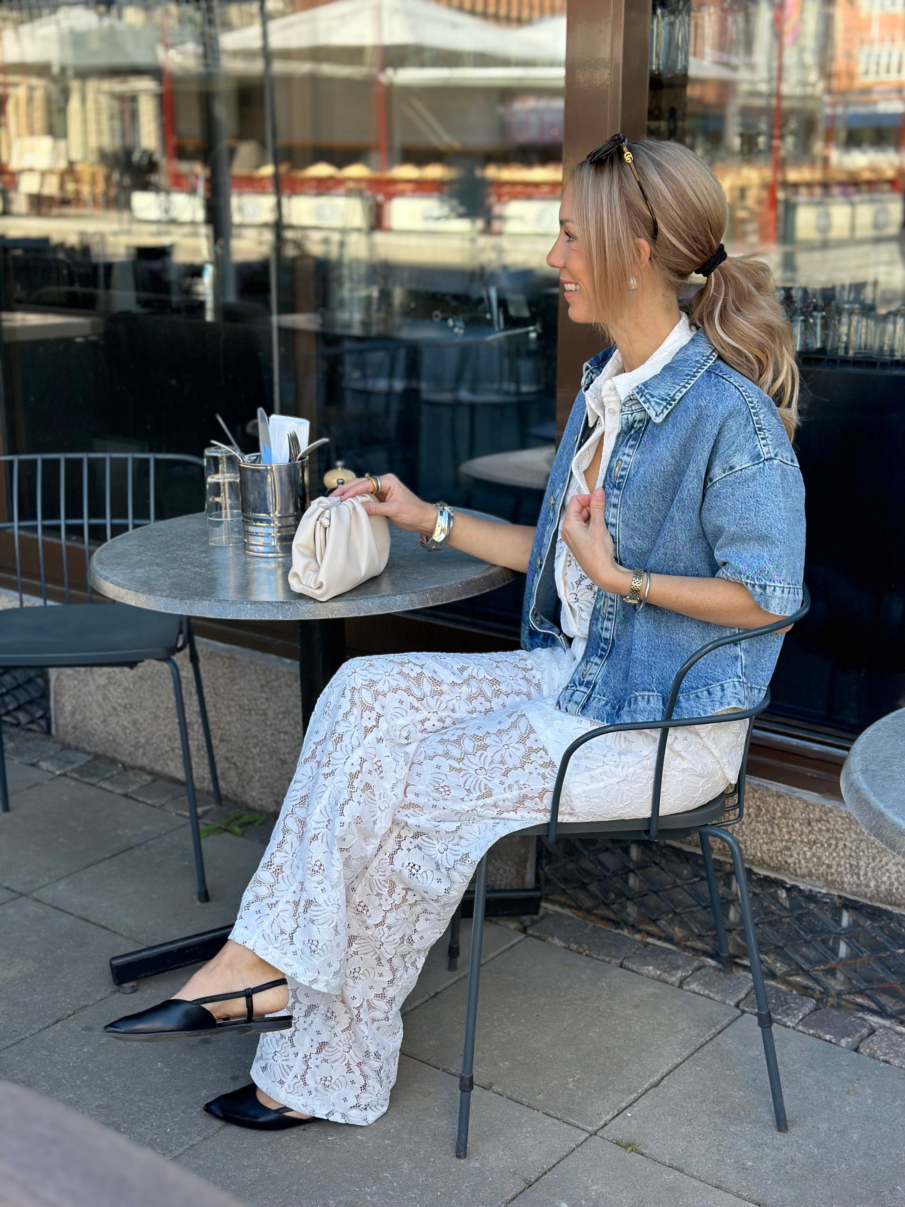 VEROMODA - HONEY LACE NM LOOSE PANTS - SNOW WHITE/FLOWER LACE