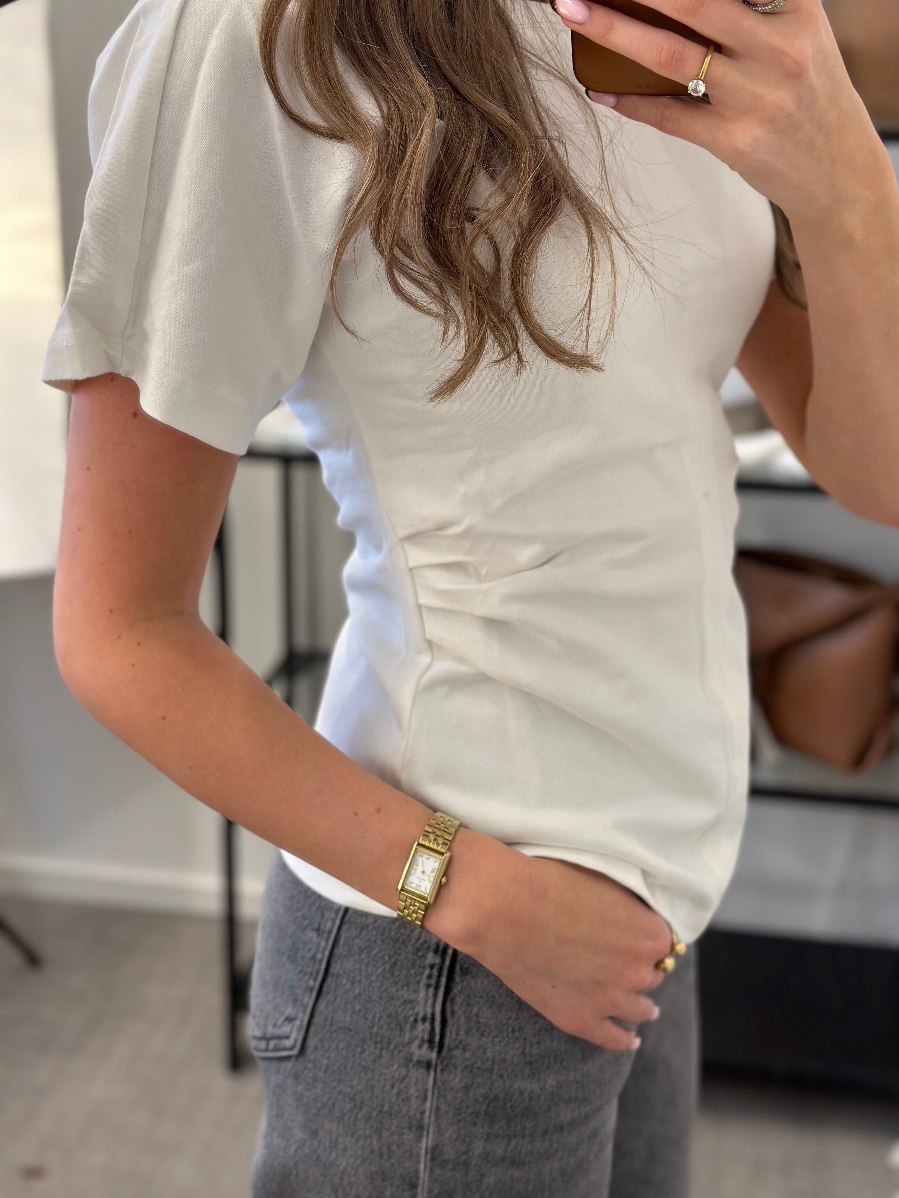 ONLY - MARIE LIFE S/S RUCHING TOP - CLOUD DANCER