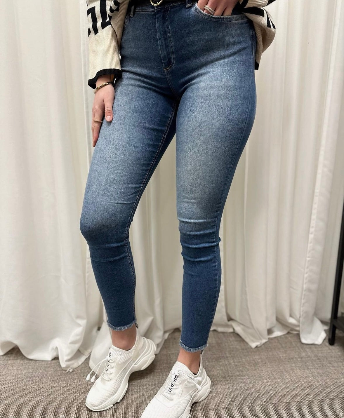 ONLY - BLUSH MID SK ANK RW DNM REA1319 - MEDIUM BLUE DENIM