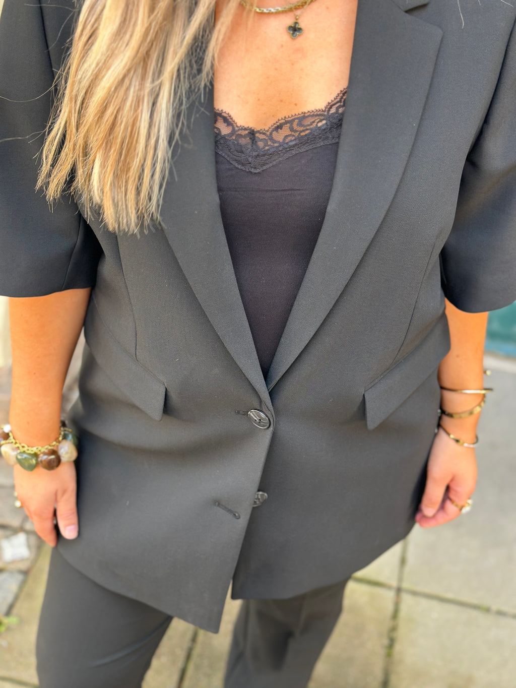 SELECTED FEMME - RITA SS RELAXED BLAZER - BLACK