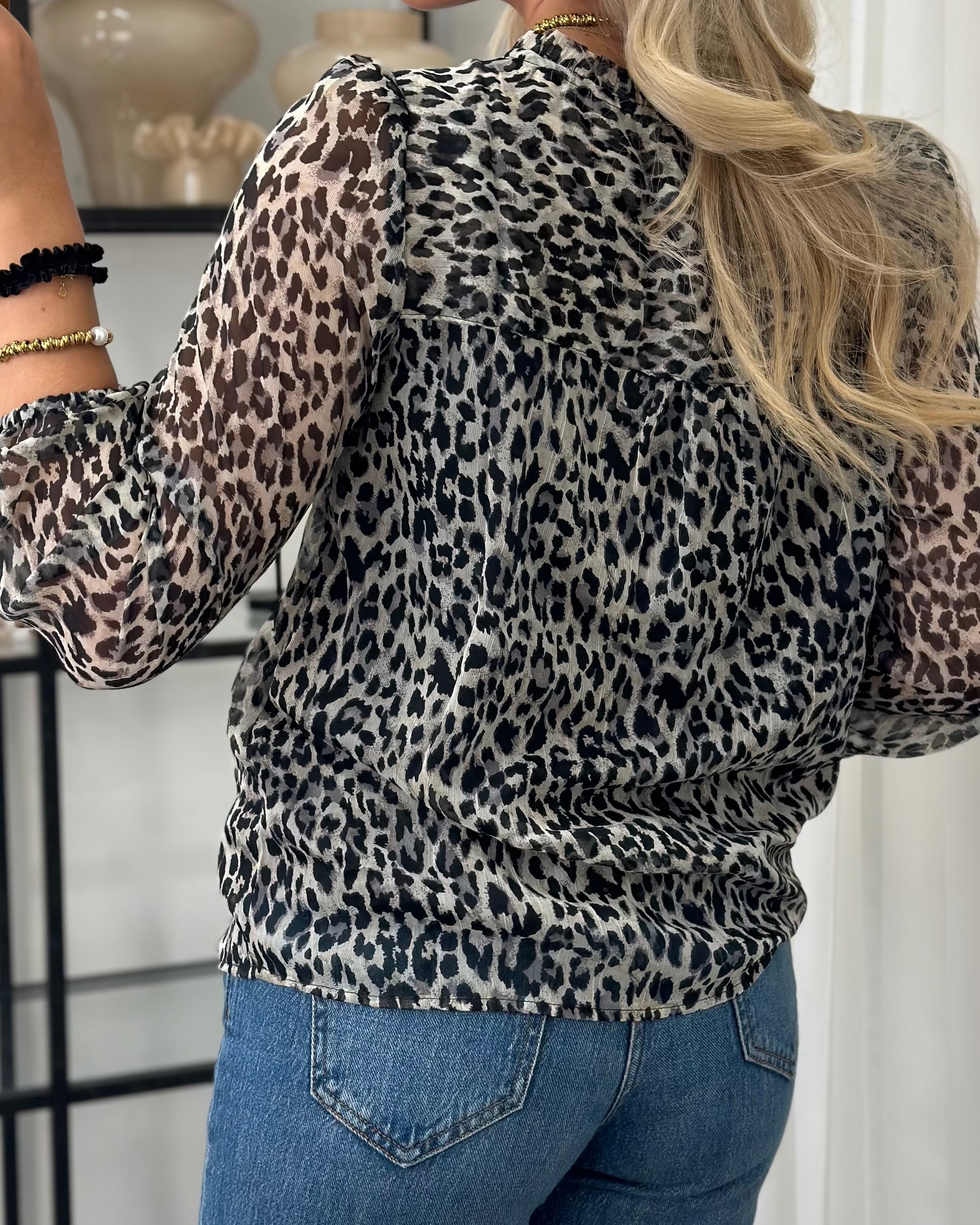 ONLY - DITSY L/S BLOUSE - BLACK/LEONORA