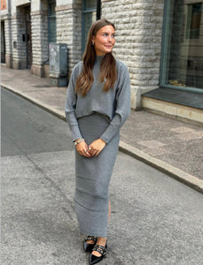 JDY - LIFE LONG SKIRT - MEDIUM GREY MELANGE