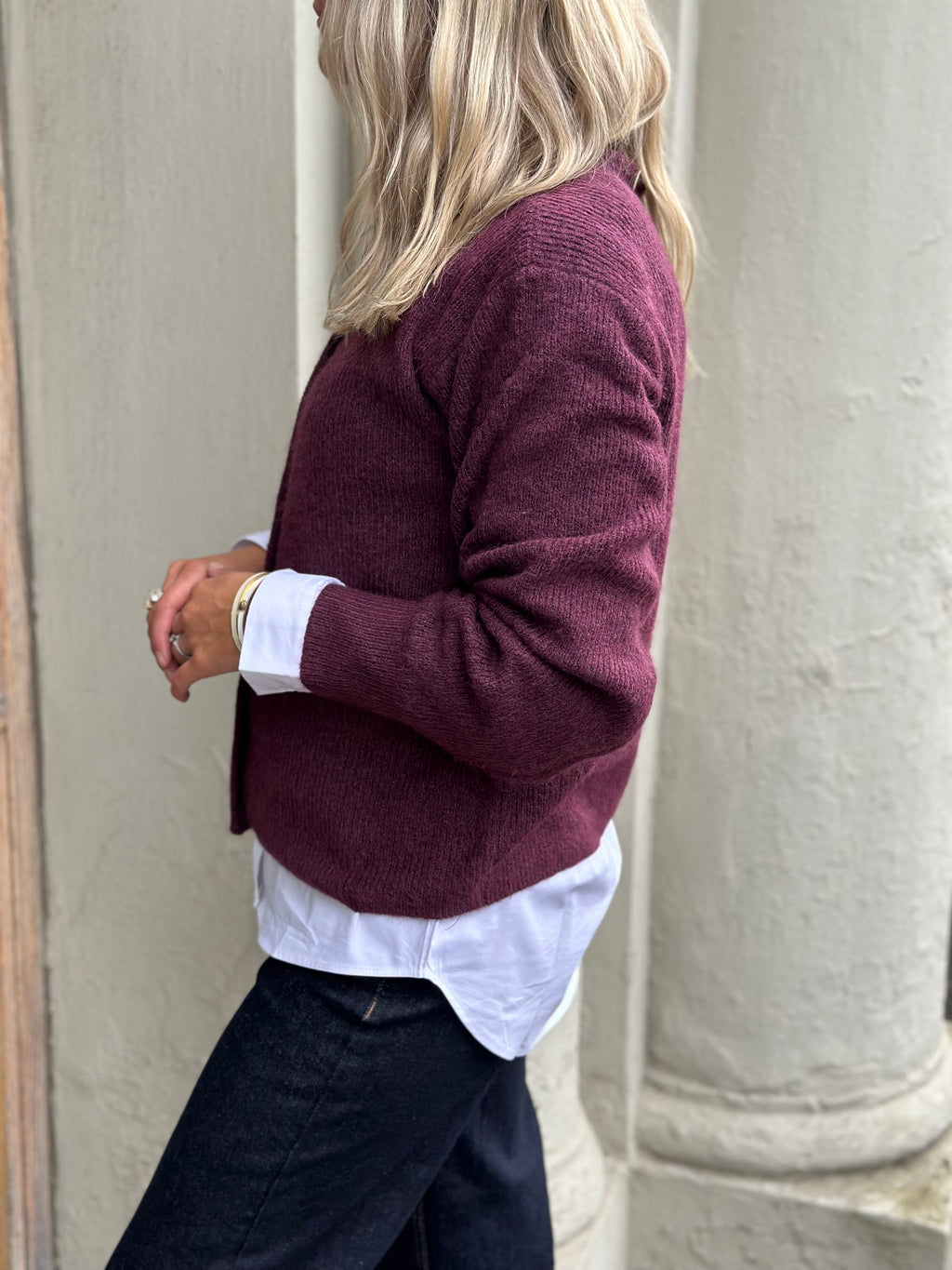 JDY - LUMI LIFE L/S BUTTON CARDIGAN - FIG MELANGE