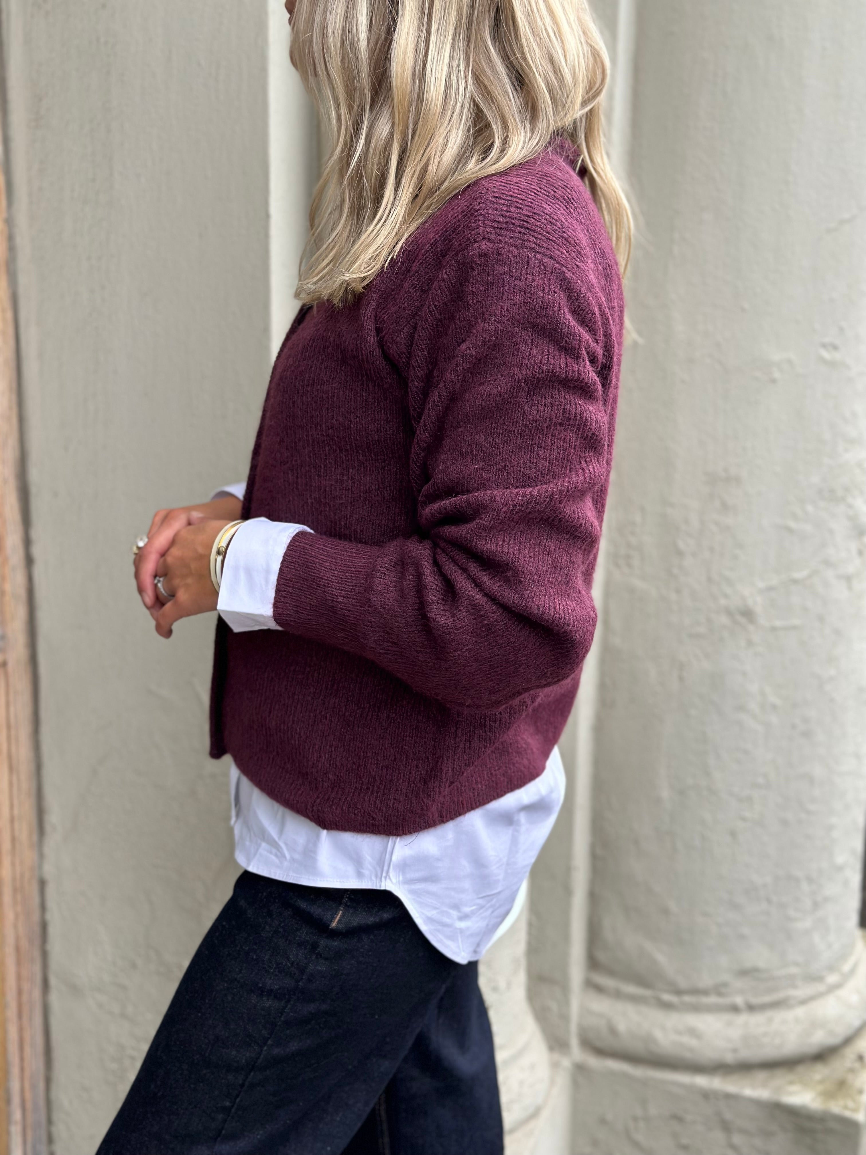 JDY - LUMI LIFE L/S BUTTON CARDIGAN - FIG MELANGE
