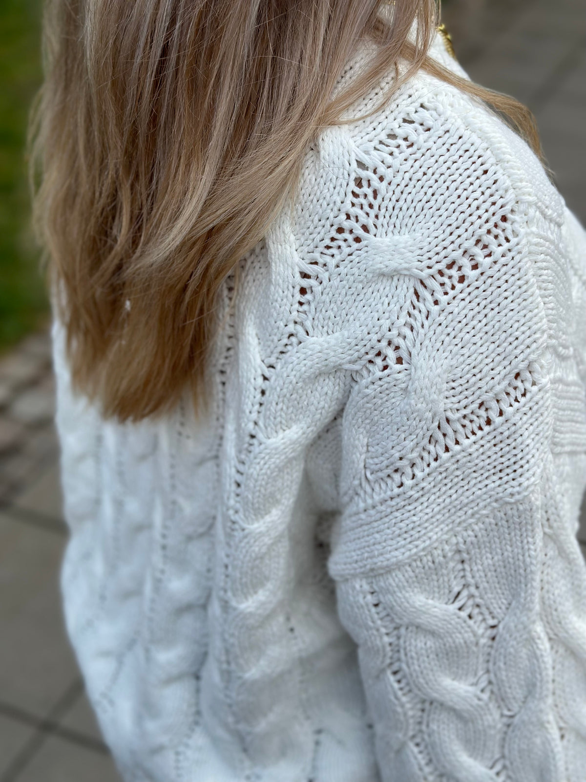 VERO MODA - SVEA THEA LS O-NECK CABLE PULLOVER - SNOW WHITE