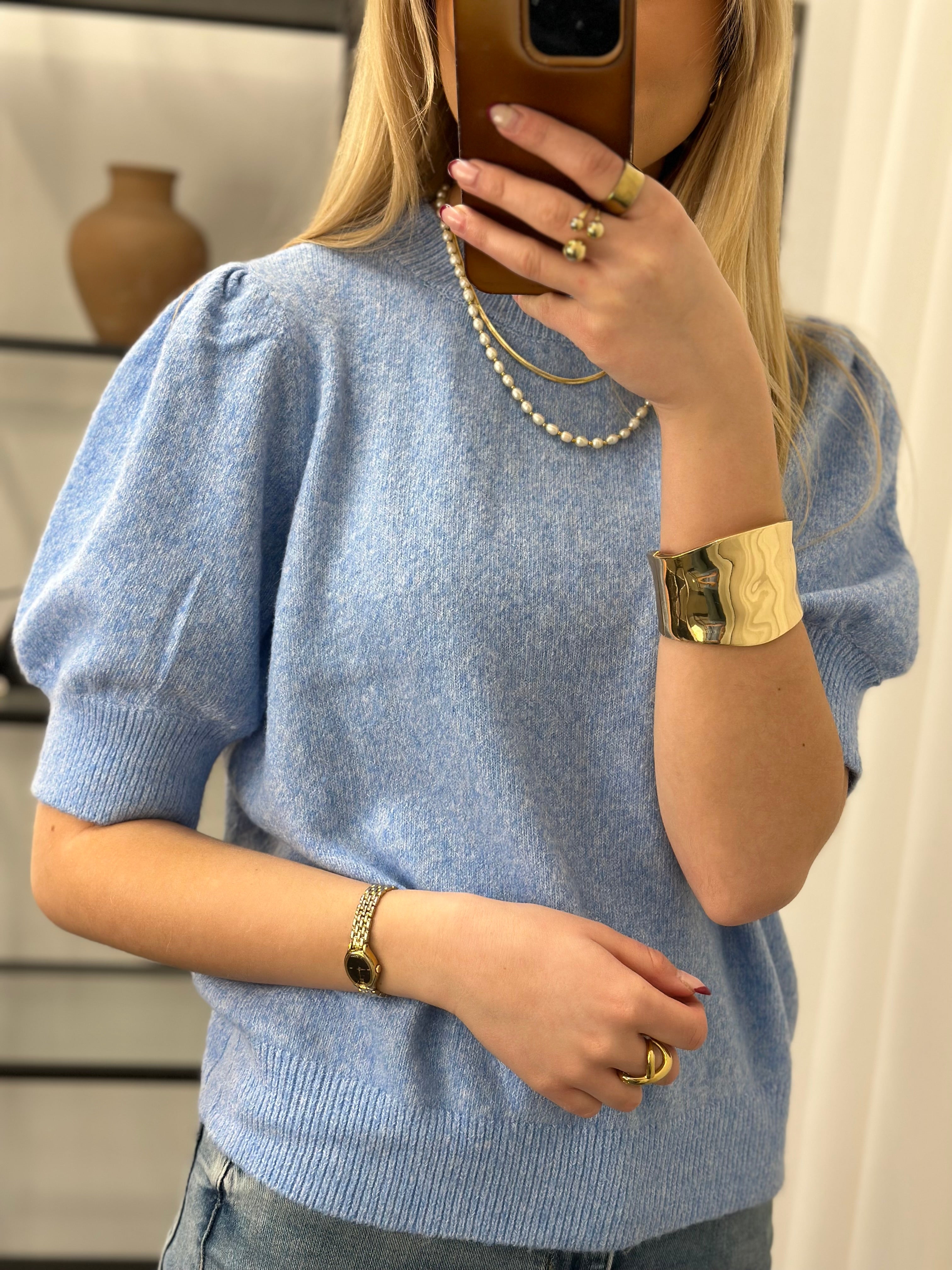 VEROMODA - DOFFY 2/4 O-NECK PULLOVER - LITTLE BOY BLUE/MELANGE
