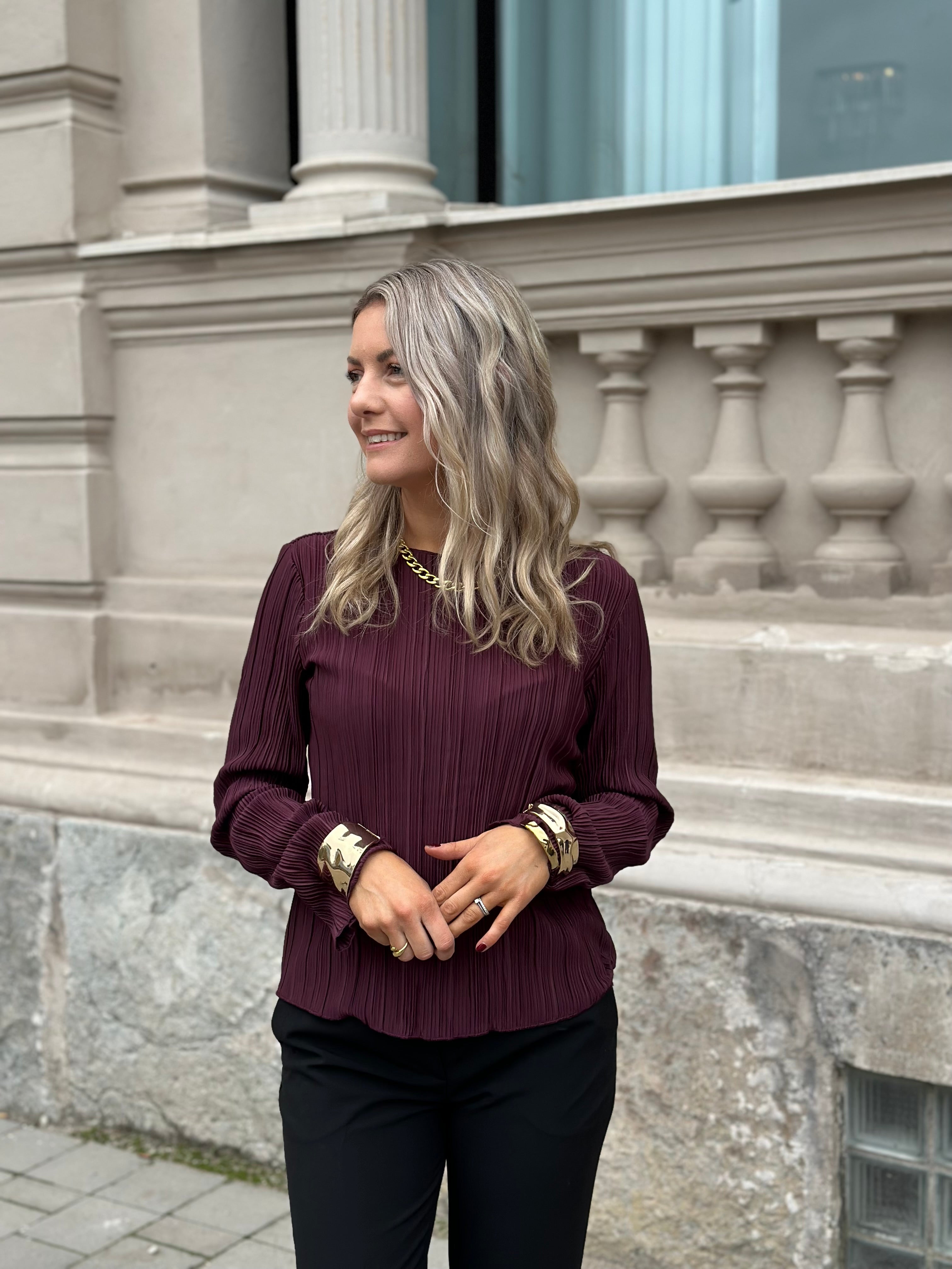 ONLY - PERY L/S TOP BOAT NECK - WINETAISTING