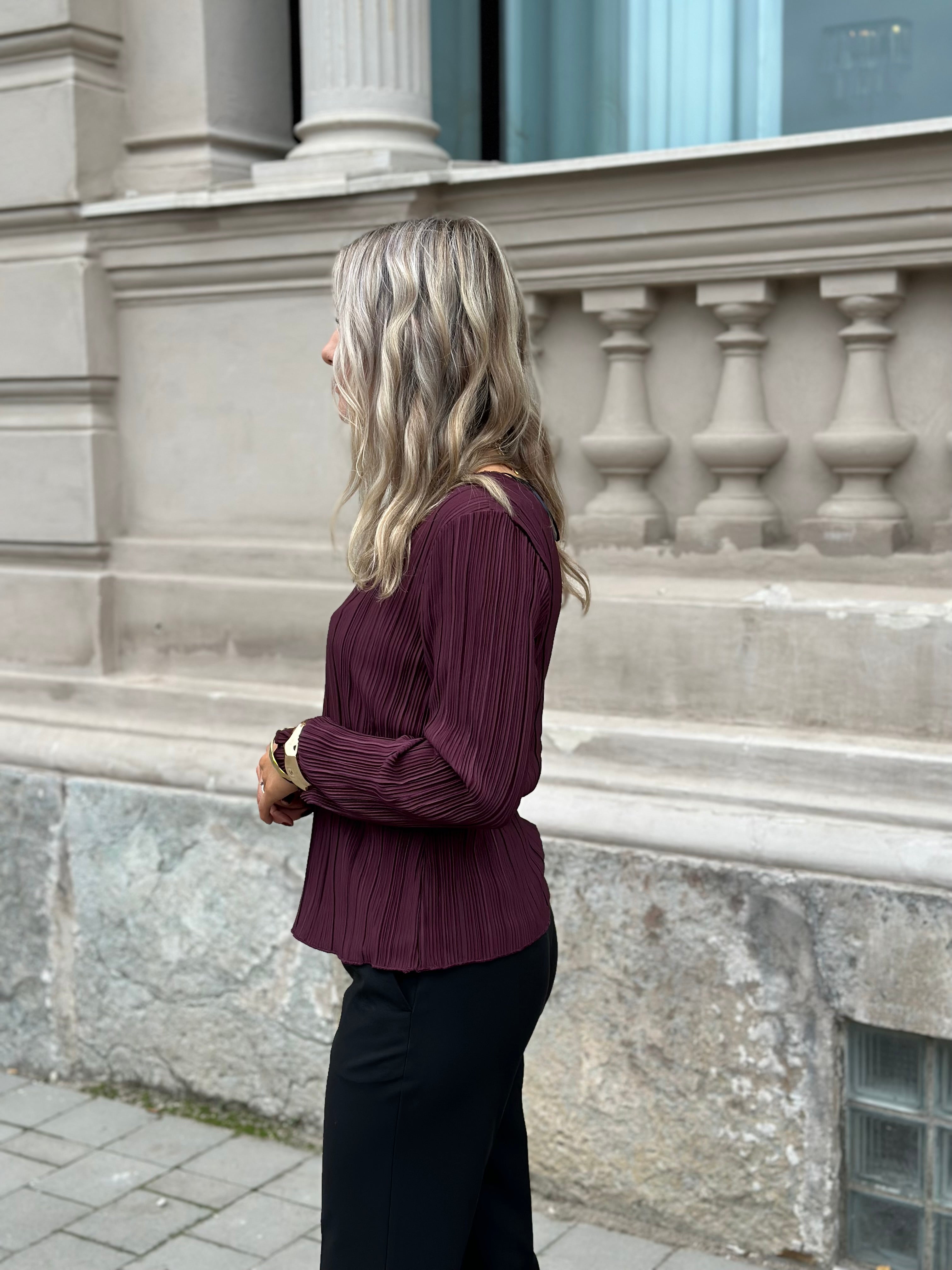 ONLY - PERY L/S TOP BOAT NECK - WINETAISTING