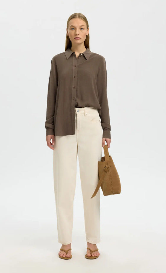 SELECTED FEMME - VIVA LS SUN SHIRT - CHOCOLATE CHIP