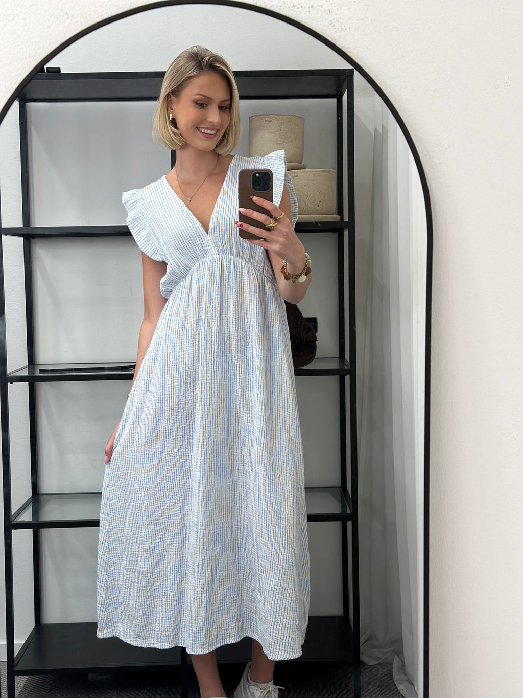 JÖRLEVIK - STRIPE DRESS - WHITE/BLUE
