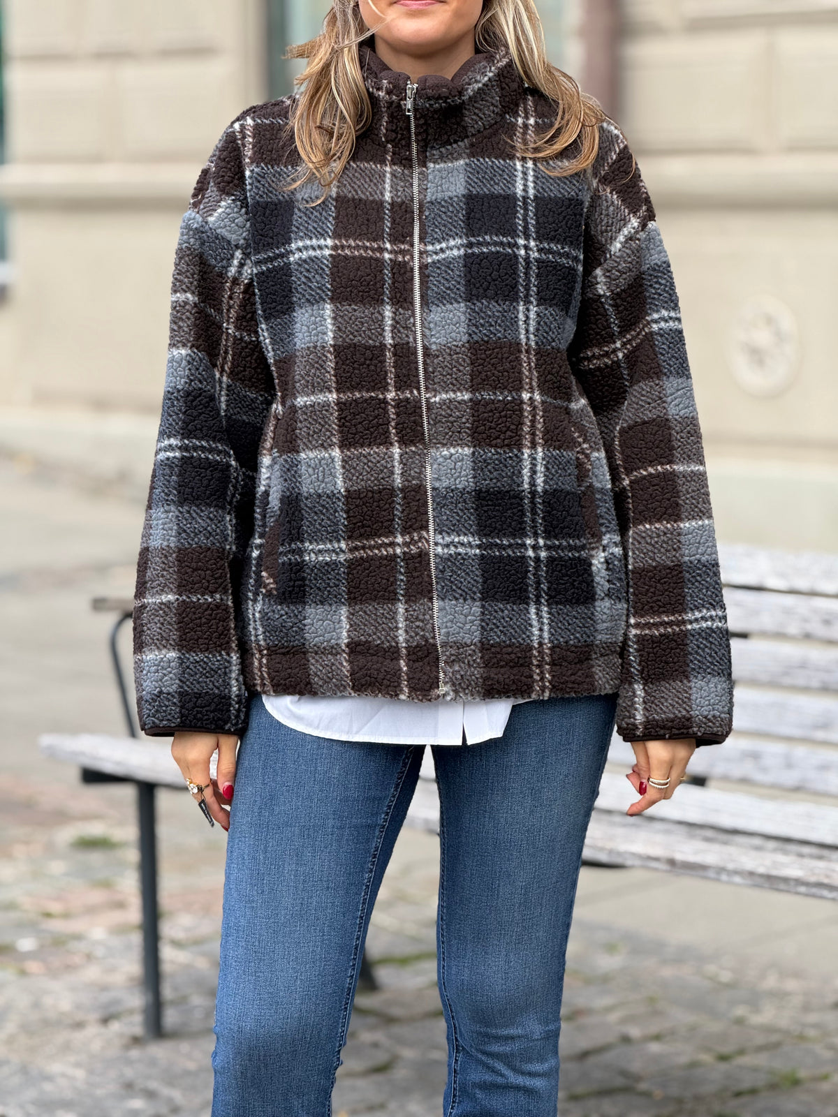 LEVETÉ ROOM - TASS JACKET 301780 - BROWN/BLUE