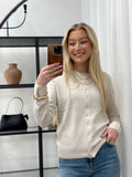 ONLY - LOYAL LIFE LS O-NECK BUT CARDIGAN - MOONBEAM/MELANGE