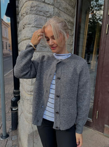 SELECTED FEMME - LULU SHORT CARDIGAN - MEDIUM GREY MELANGE