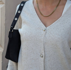 PIECES - JONDA LS V-NECK KNIT CARDIGAN - BIRCH