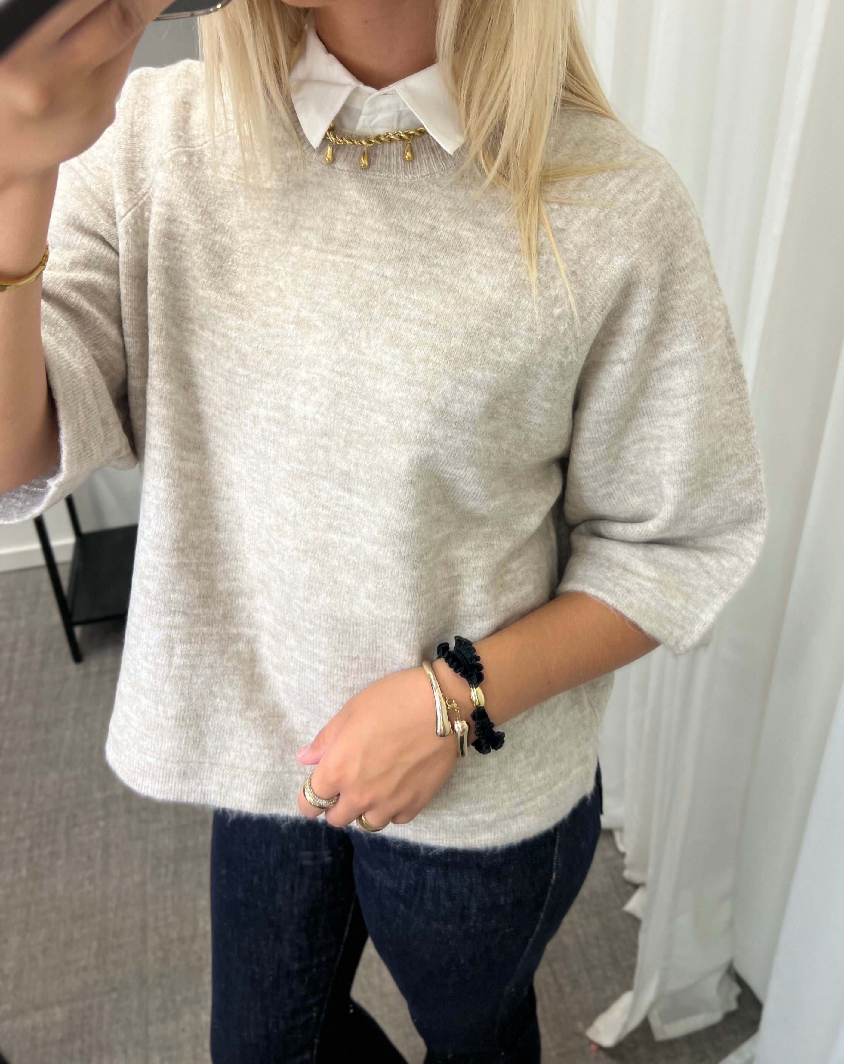 ONLY- SIMONI 3/4 PULLOVER- PUMICE STONE/ MELANGE