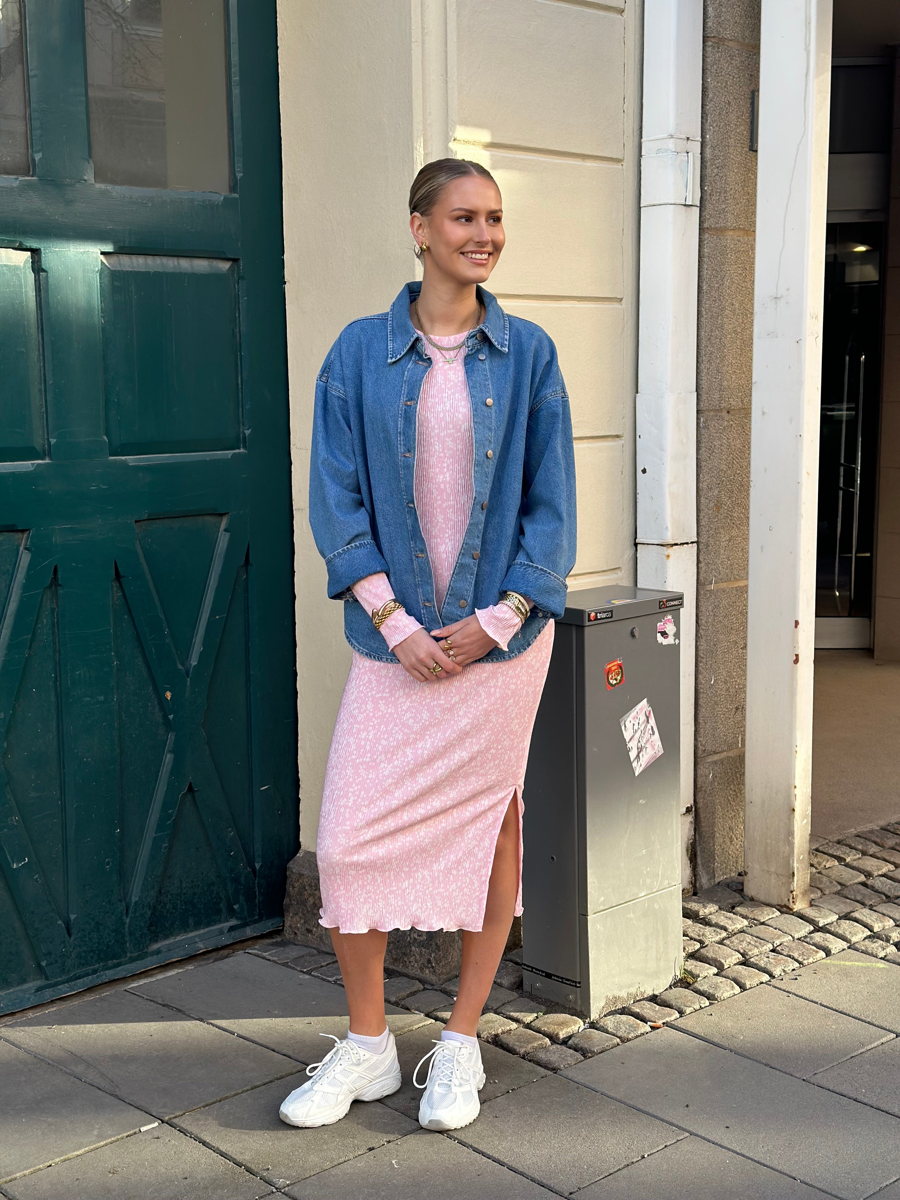 PIECES - FLORA LS MIDI DRESS - ROSEATE SPOONBI/FLOWER