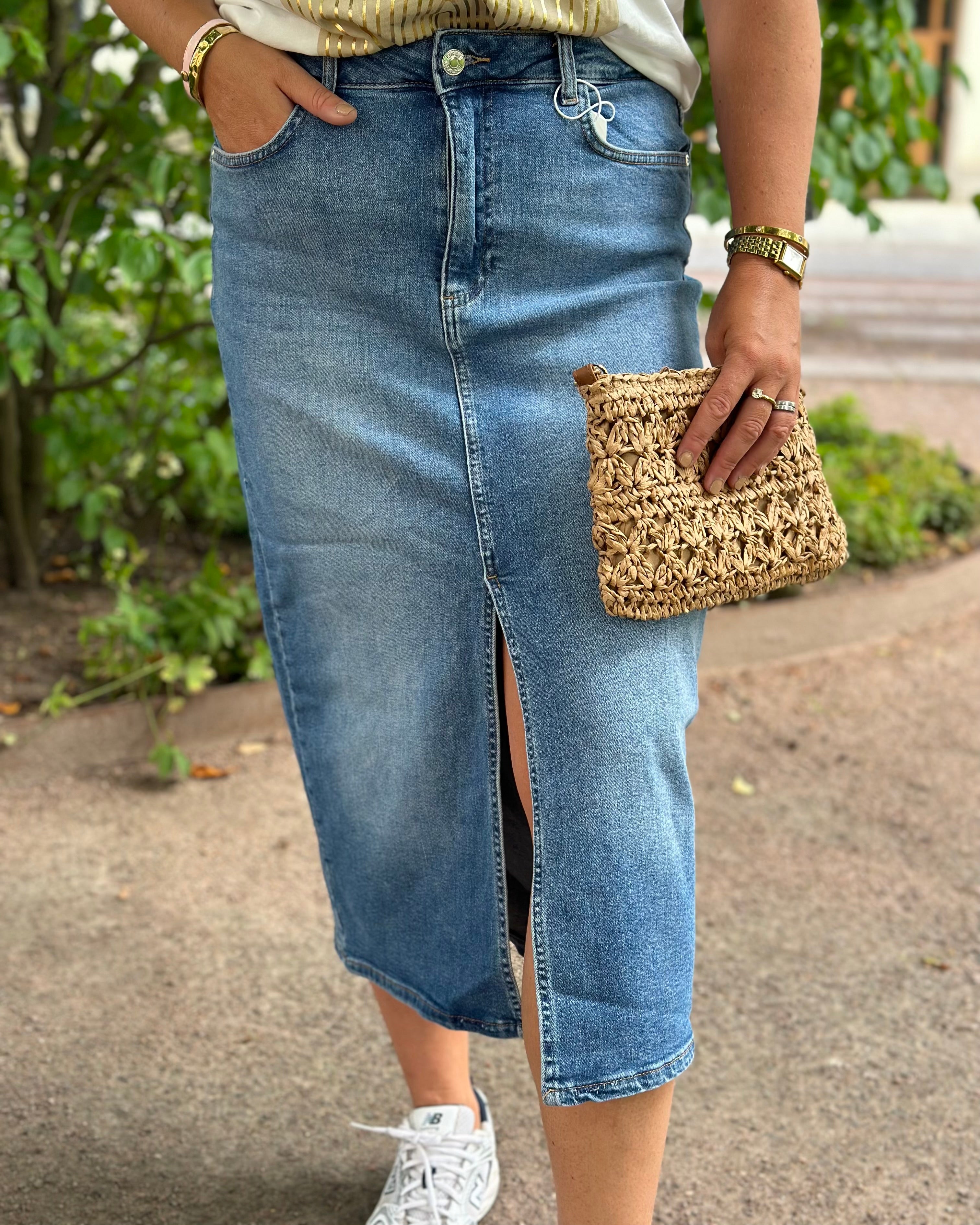 ONLY - ENYA REG MIDI SKIRT DENIM - MEDIUM BLUE DENIM