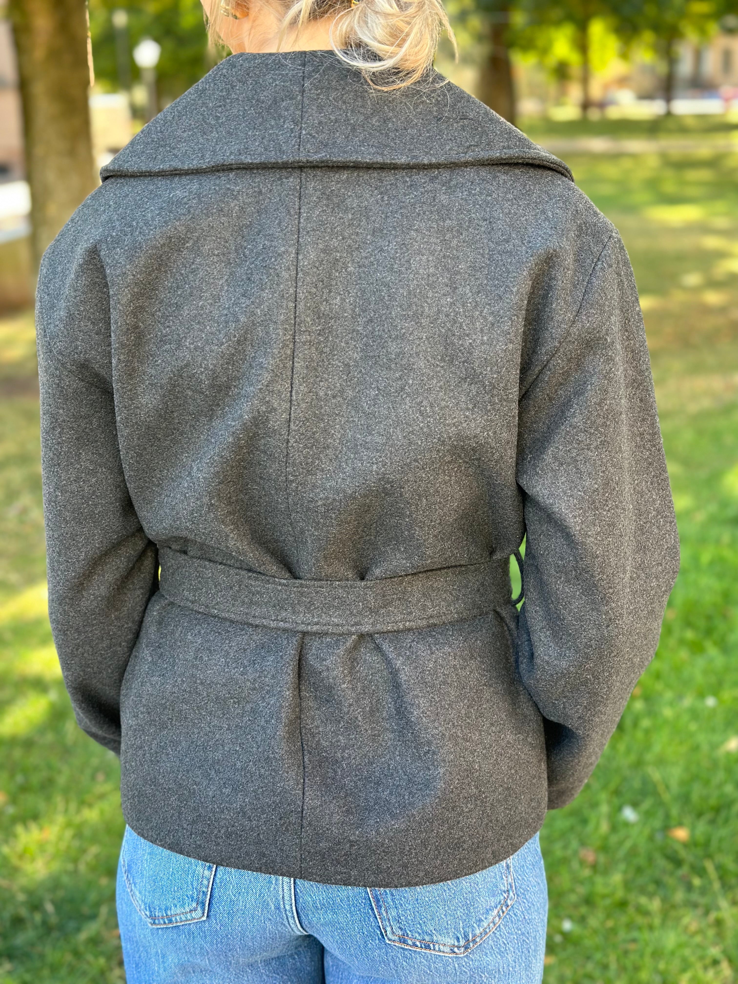 ONLY - AUGUSTA LIFE SHORT COAT - DARK GREY MELANGE