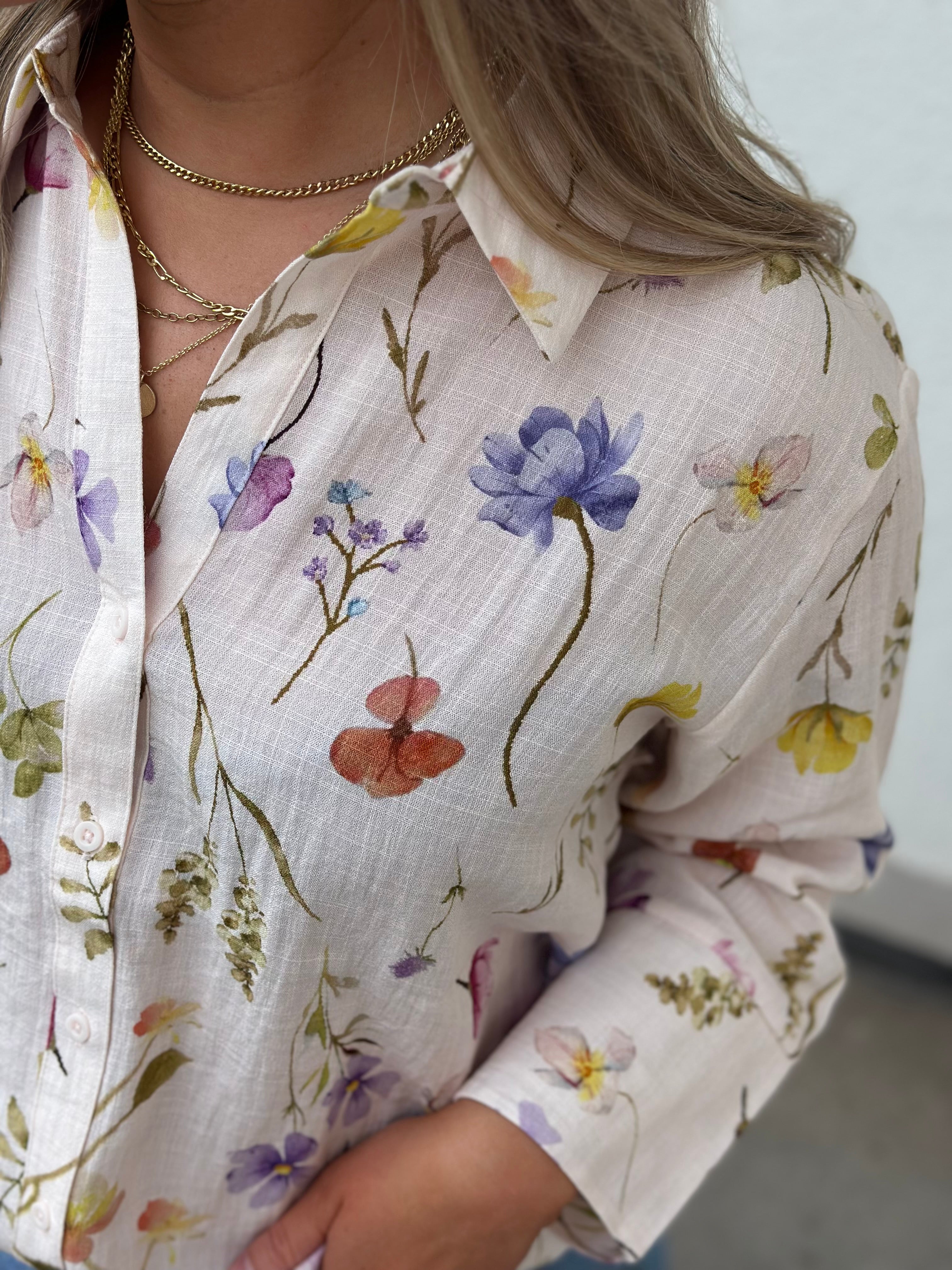 JDY - VIOLA LIFE 3/4 SHIRT - PRISTINE GARDEN FLOWER