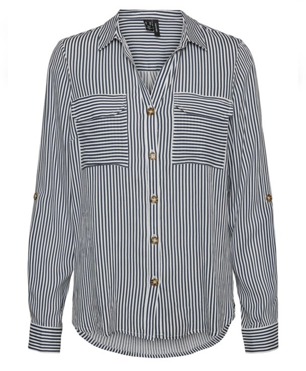 VERO MODA - BUMPY L/S SHIRT NEW - SNOW WHITE/INDIA INK