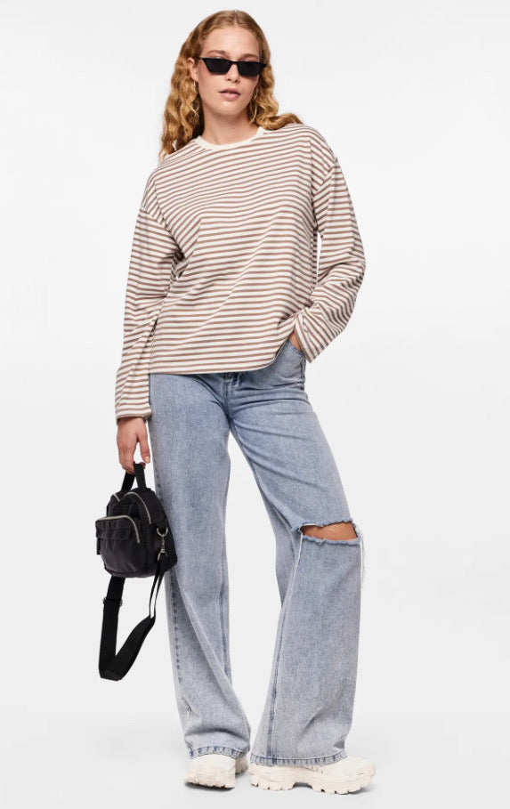 PIECES - SADIE LS TOP - CLOUD DANCES/FOSSIL