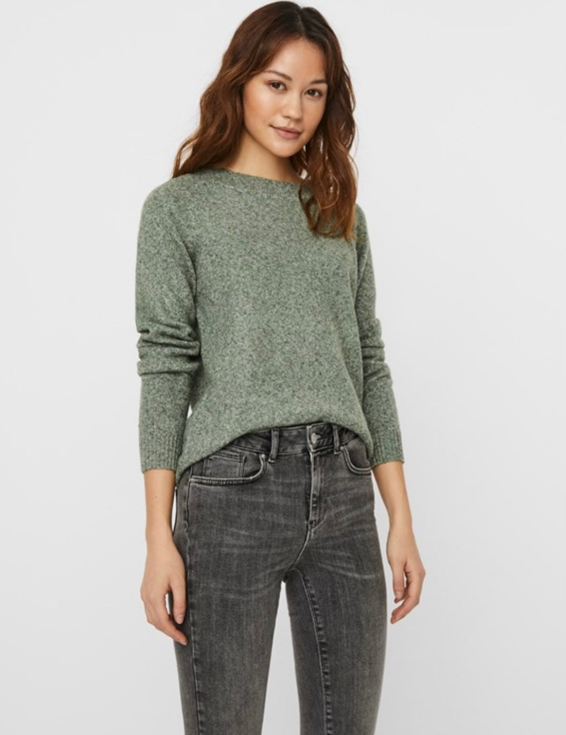 VERO MODA - DOFFY LS O-NECK BLOUSE - LAUREL WREATH/MELANGE