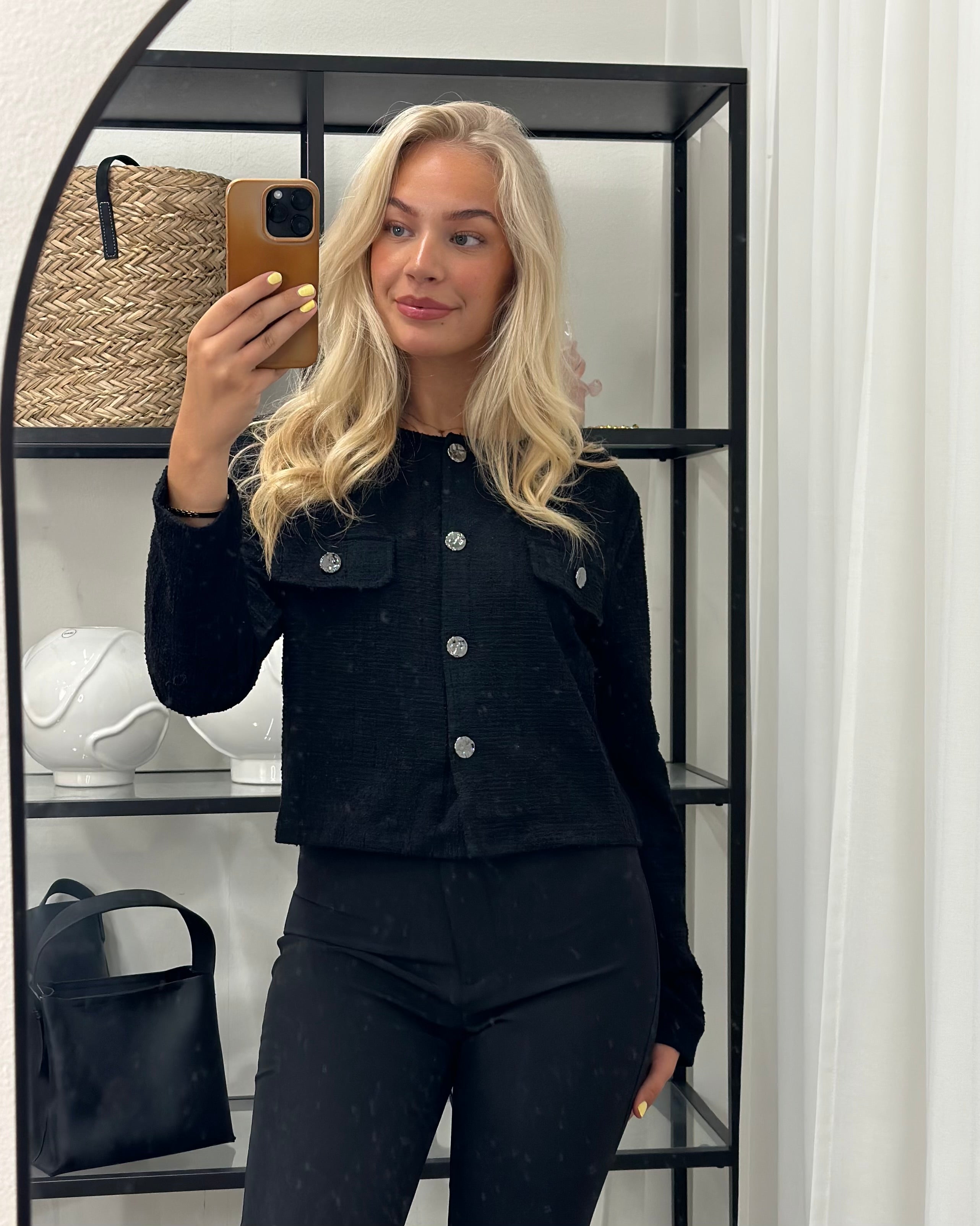 JDY - ALLY L/S BOUCLE BLAZER JRS - BLACK