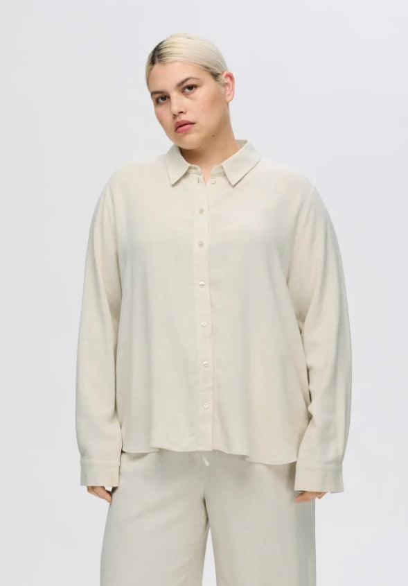 SELECTED FEMME - VIVA LS SUN SHIRT - SANDSHELL
