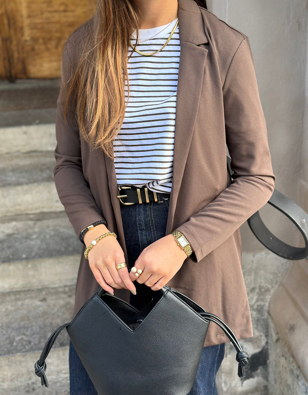 JDY - GEGGO L/S BLAZER - CHOCOLATE BROWN