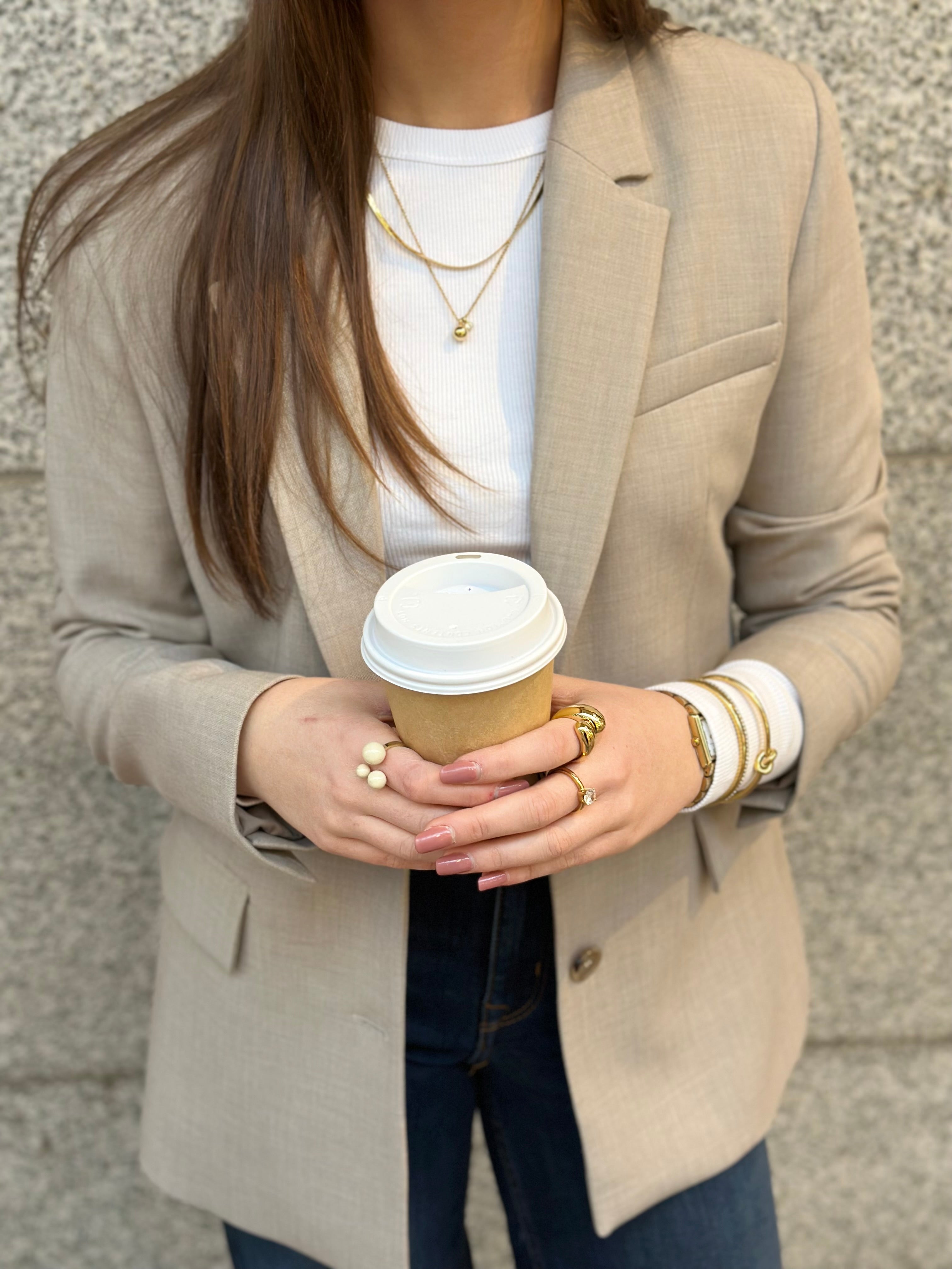 SELECTED FEMME - RITA LS CLASSIC BLAZER - ISLAND FOSSIL/MELANGE