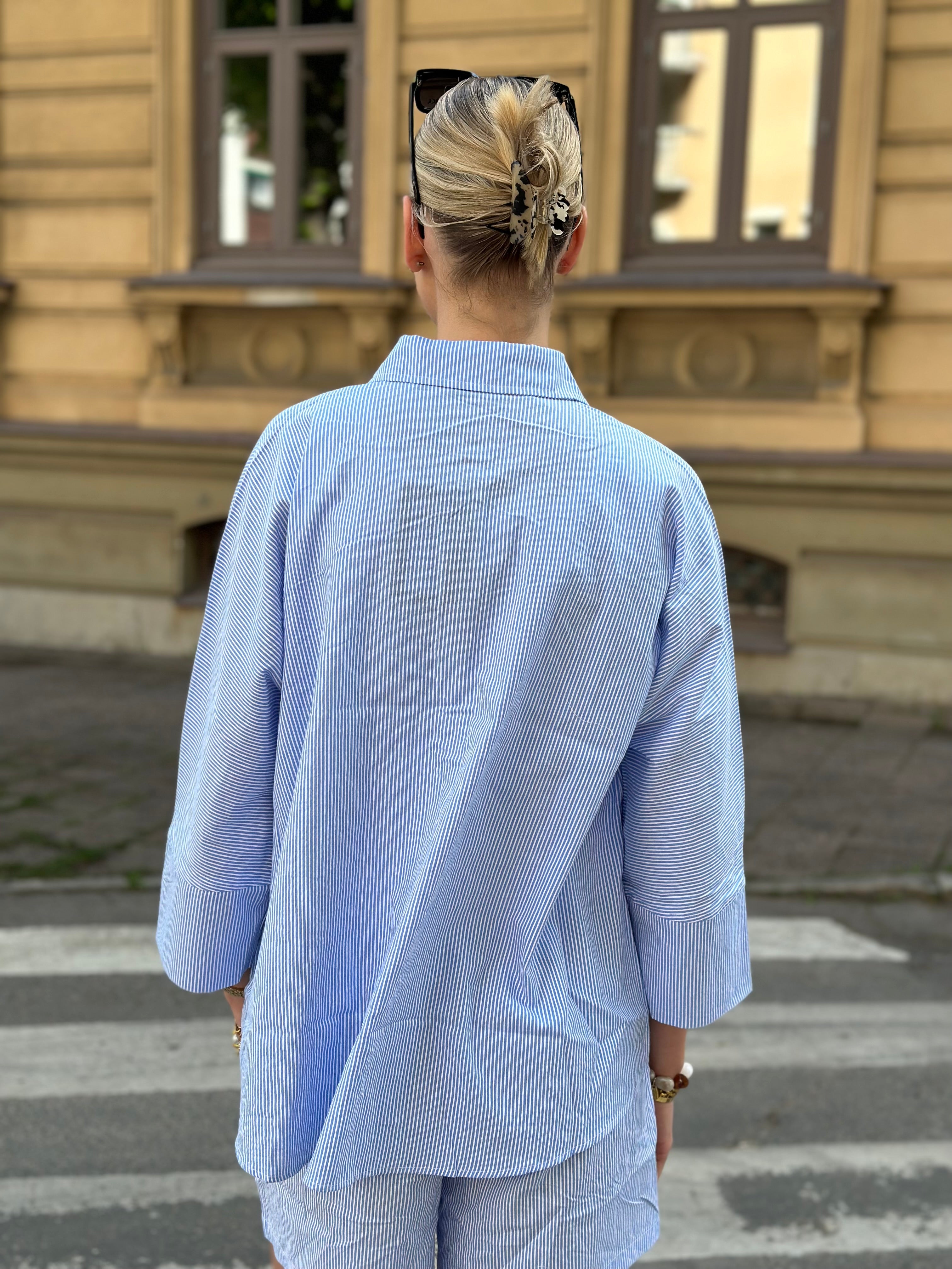 ONLY - AUGUSTA SHIRT - CLOUD DANCER/ BLUE STRIPES