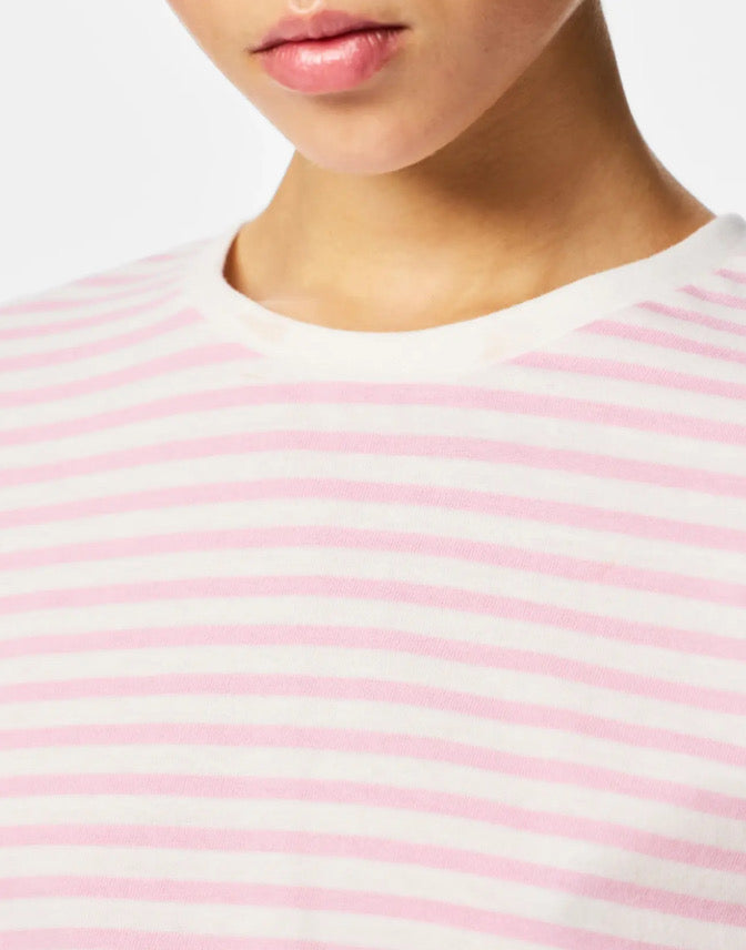 PIECES - SADIE LS TOP - BRIGHT WHITE/ROSEATE SPOONBILL