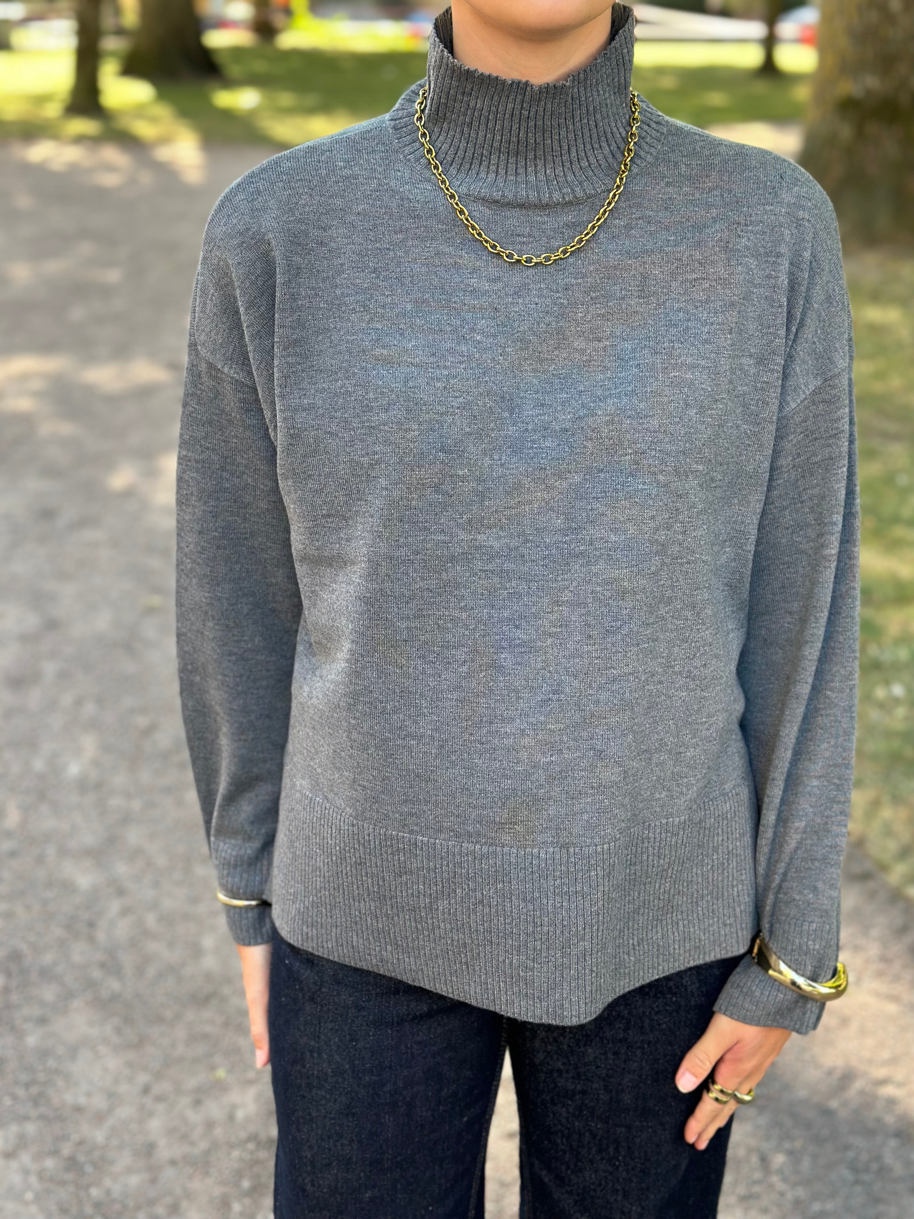 ONLY - COCO LIFE LS HIGH NECK - MEDIUM GREY MELANGE