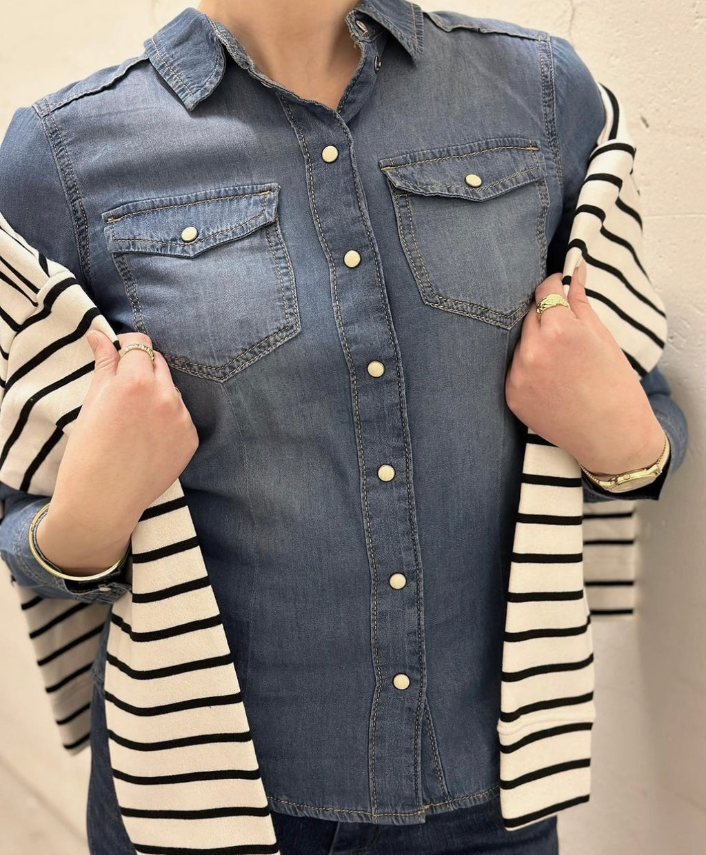 ONLY - ALEXA L/S DNM SHIRT ANA - MEDIUM BLUE DENIM