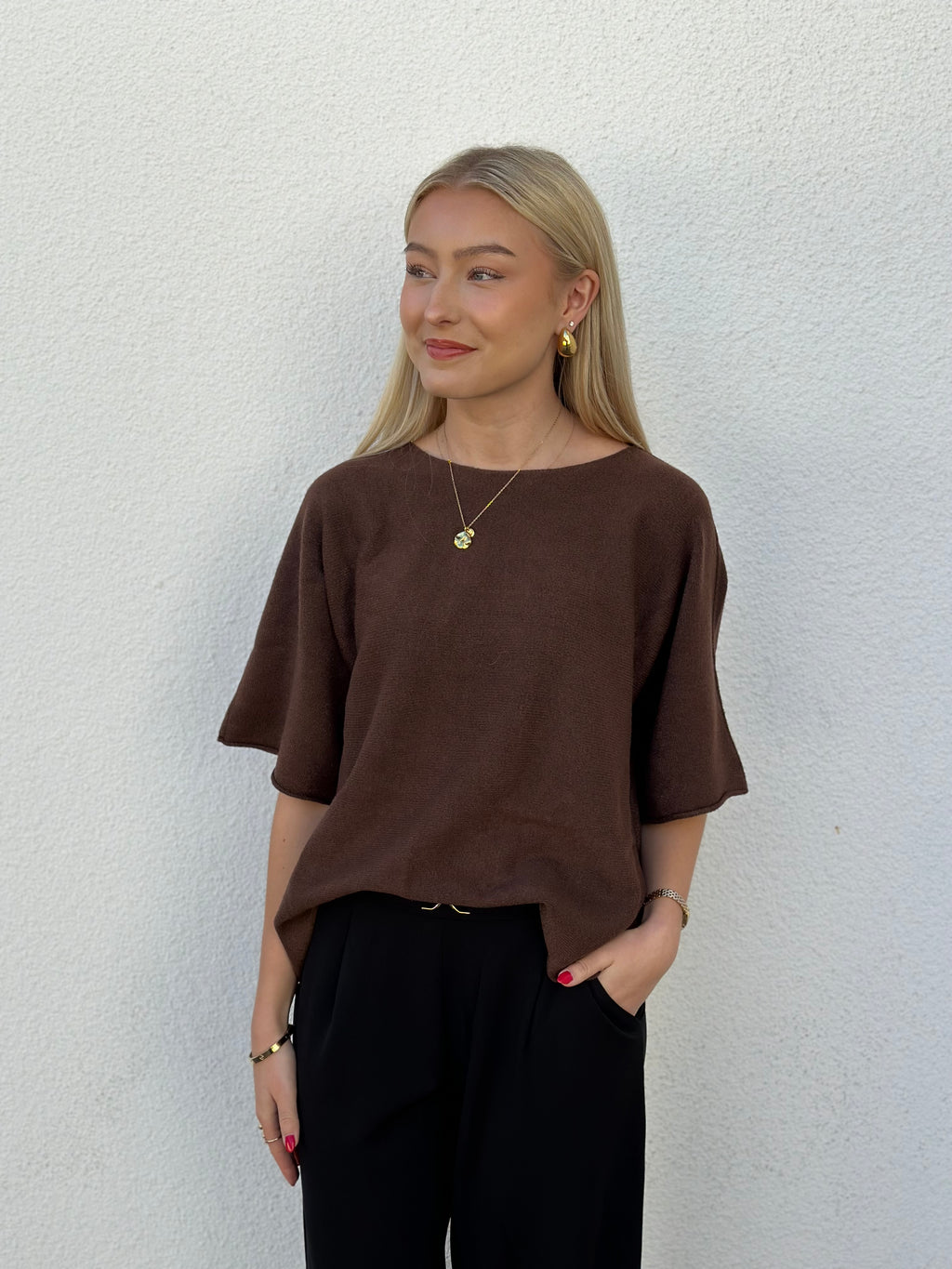 MARTA - STICKAD TRÖJA 5003 - BROWN